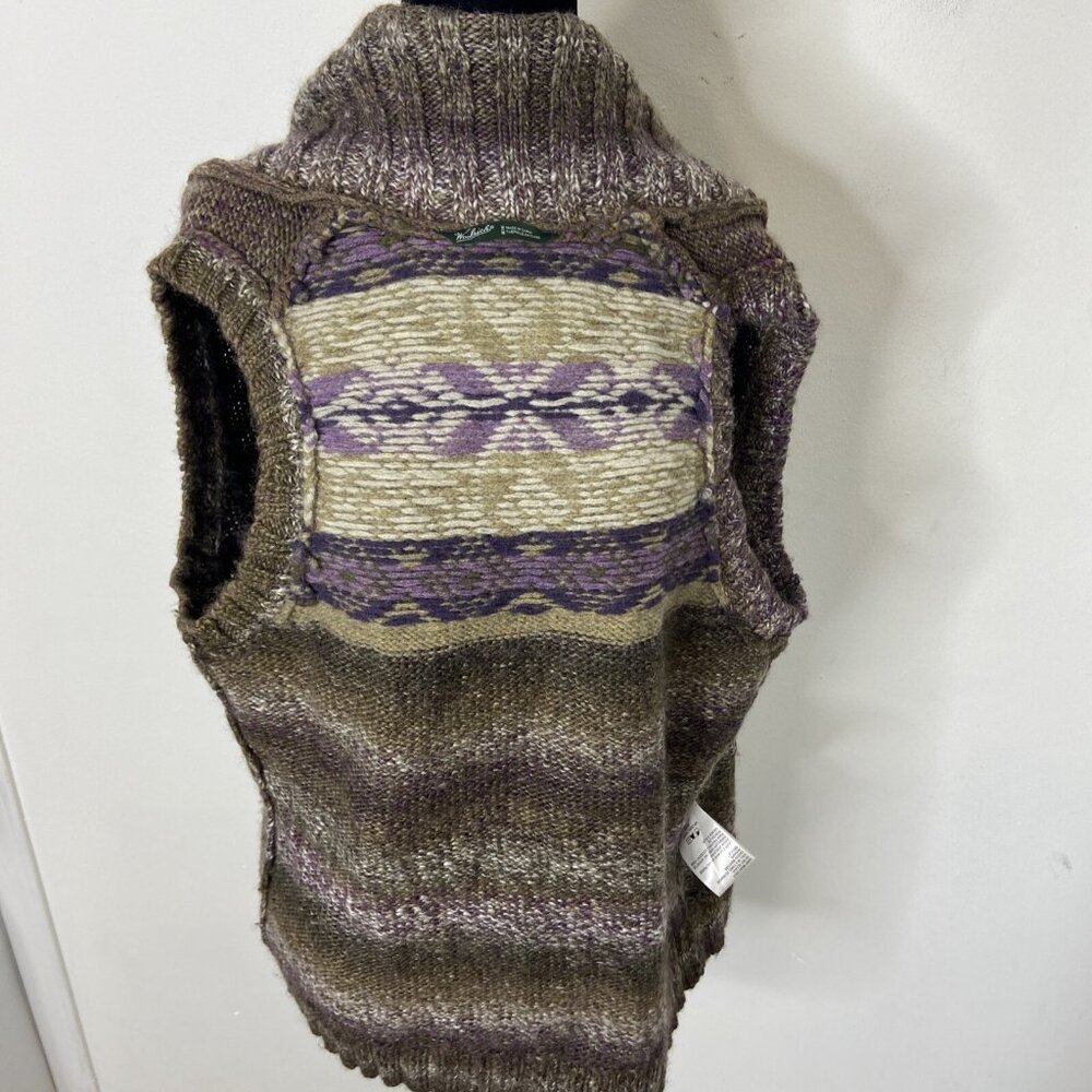Woolrich Woman M Wool Knit Sweater Vest Long Purple Kendal Creek - Picture 5 of 8
